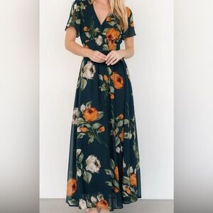 Baltic Born Floral Maxi Dress in Navy and Orange